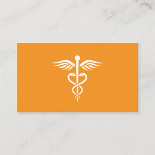 Moderne oranje dokter caduceus visitekaartje (Voorkant)