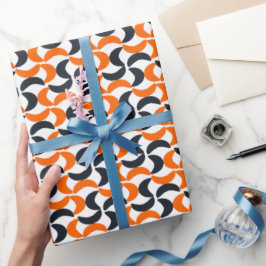 Moderne Oranje Draai Geometrisch Cadeaupapier