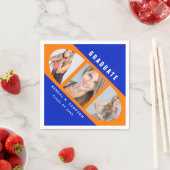 Moderne Oranje en blauwe Afstuderen fotocollage Servet (Insitu)