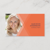 Moderne Oranje en blauwe gelaagde geometrische fot Visitekaartje (Voorkant)