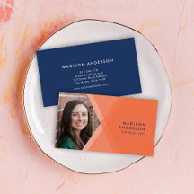 Moderne Oranje en Blauwe Gelaagde Geometrische Fot