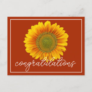 Moderne oranje en gele zonnebloem gefeliciteerd briefkaart