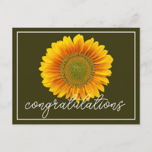 Moderne oranje en gele zonnebloem gefeliciteerd briefkaart