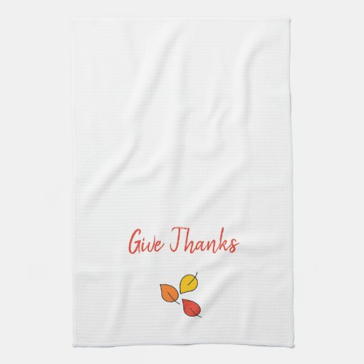 Moderne Oranje en goudbladeren bieden Bedankt Theedoek (Verticaal)