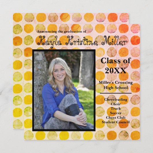 Moderne Oranje en goudStippen - Aankondiging van A (Voorkant / Achterkant)