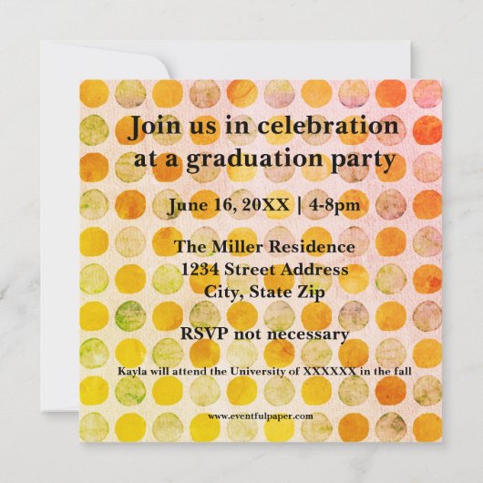 Moderne Oranje en goudStippen - Aankondiging van A (Achterkant)