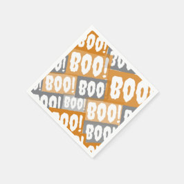 Moderne oranje en grijze Boo patroon Halloween Servet