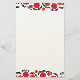 Moderne Oranje en rode Floral Briefpapier