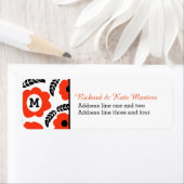 Moderne Oranje en rode Floral Etiket (Insitu)