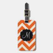Moderne Oranje en witte Chevron Stripes Bagagelabel (Voorkant verticaal)