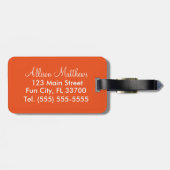 Moderne Oranje en witte Chevron Stripes Bagagelabel (Achterkant horizontaal)