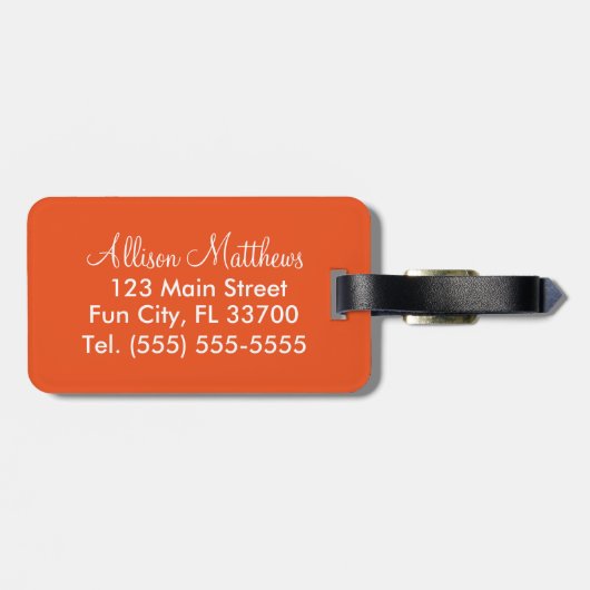 Moderne Oranje en witte Chevron Stripes Bagagelabel (Achterkant horizontaal)