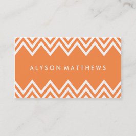Moderne Oranje en witte Chevron Visitekaartje