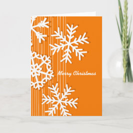 Moderne oranje en witte Kerstmis witte sneeuwvlokk Feestdagen Kaart