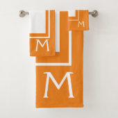 Moderne Oranje en witte monogram handdoekset Bad Handdoek (Insitu)