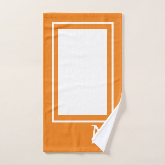 Moderne Oranje en witte monogram handdoekset Bad Handdoek (Handdoek)