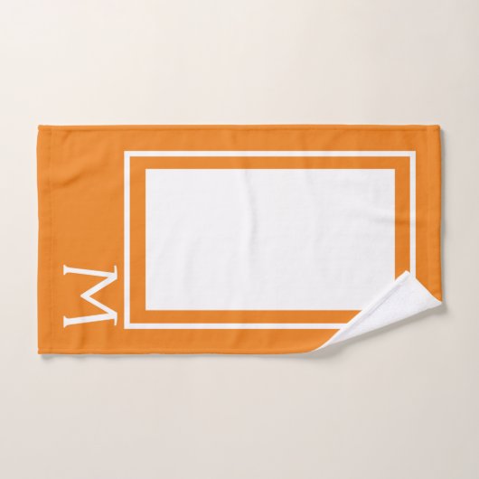 Moderne Oranje en witte monogram handdoekset Bad Handdoek (Handdoek)