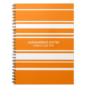 Moderne Oranje en witte strepen Notitieboek