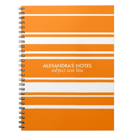 Moderne Oranje en witte strepen Notitieboek (Voorkant)