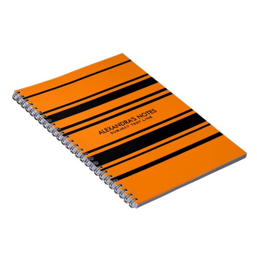 Moderne Oranje en zwarte tapes Notitieboek (Rechterzijde)