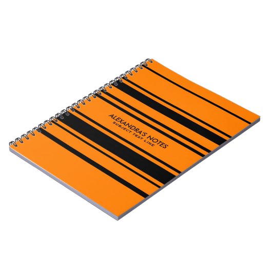 Moderne Oranje en zwarte tapes Notitieboek (Linkerzijde)