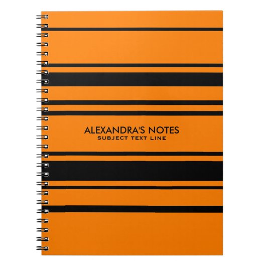 Moderne Oranje en zwarte tapes Notitieboek (Voorkant)