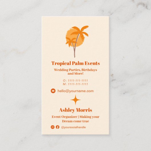 Moderne oranje evenementenplanner foto qr code log visitekaartje (Voorkant)