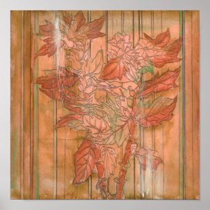 Moderne Oranje Floral Print op gestripte achtergro