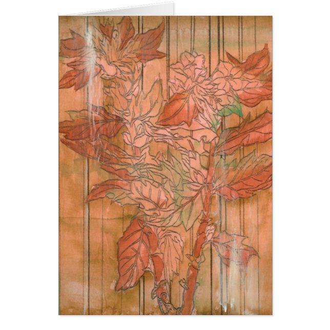 Moderne Oranje Floral Print op gestripte achtergro (Voorkant)