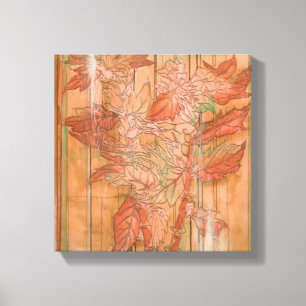 Moderne Oranje Floral Print op gestripte achtergro