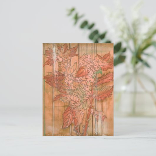 Moderne Oranje Floral Print op gestripte achtergro Briefkaart (Staand voorkant)
