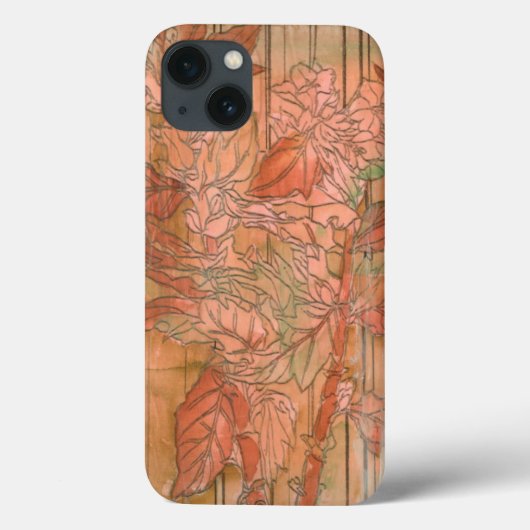 Moderne Oranje Floral Print op gestripte achtergro Case-Mate iPhone Case (Achterkant)