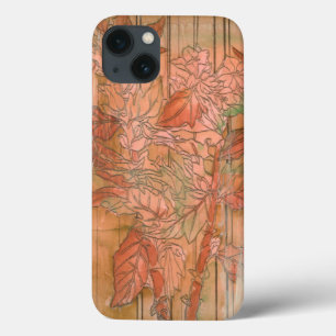 Moderne Oranje Floral Print op gestripte achtergro Case-Mate iPhone Case