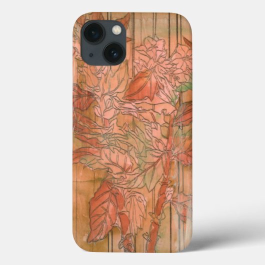 Moderne Oranje Floral Print op gestripte achtergro Case-Mate iPhone Case (Achterkant)