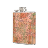 Moderne Oranje Floral Print op gestripte achtergro Heupfles (Links)