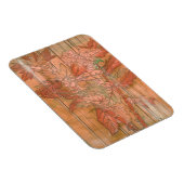 Moderne Oranje Floral Print op gestripte achtergro Magneet (Rechterzijde)