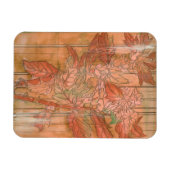 Moderne Oranje Floral Print op gestripte achtergro Magneet (Horizontaal)