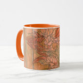 Moderne Oranje Floral Print op gestripte achtergro Mok (Voorkant links)