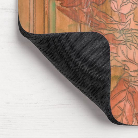 Moderne Oranje Floral Print op gestripte achtergro Muismat (Hoek)