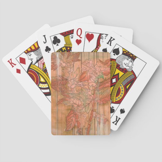 Moderne Oranje Floral Print op gestripte achtergro Pokerkaarten (Achterkant)