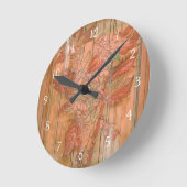 Moderne Oranje Floral Print op gestripte achtergro Ronde Klok (Hoek)