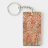 Moderne Oranje Floral Print op gestripte achtergro Sleutelhanger (Voorkant)