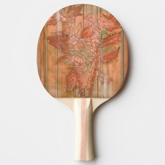 Moderne Oranje Floral Print op gestripte achtergro Tafeltennisbatje (Voorkant)