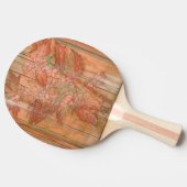 Moderne Oranje Floral Print op gestripte achtergro Tafeltennisbatje (Zijkant)