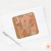 Moderne Oranje Floral Print op gestripte achtergro Vierkante Sticker (Envelop)