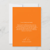 Moderne Oranje foto-bruiloft met levendige foto Ha Bedankkaart (Achterkant)