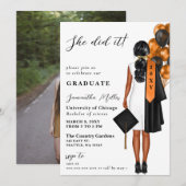 Moderne Oranje foto deed ze het Afstuderen Kaart (Voorkant / Achterkant)