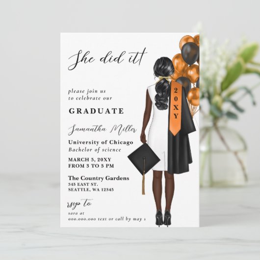 Moderne Oranje foto deed ze het Afstuderen Kaart (Staand voorkant)
