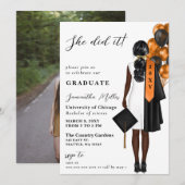 Moderne Oranje foto deed ze het Afstuderen Kaart (Voorkant / Achterkant)