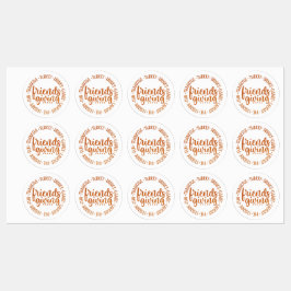 Moderne Oranje Friendsgiving Circle Labels